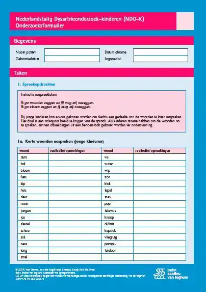 NEDERLANDSTALIG DYSARTRIEONDERZOEK - KINDEREN (NDO-K) SCOREF
