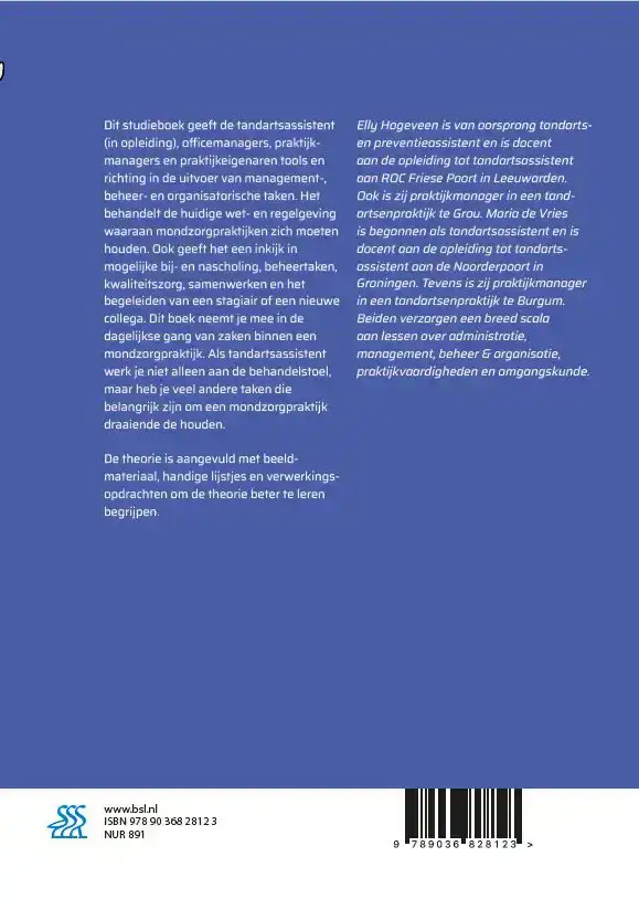 MANAGEMENT, BEHEER EN ORGANISATIE VOOR TANDARTSASSISTENTEN