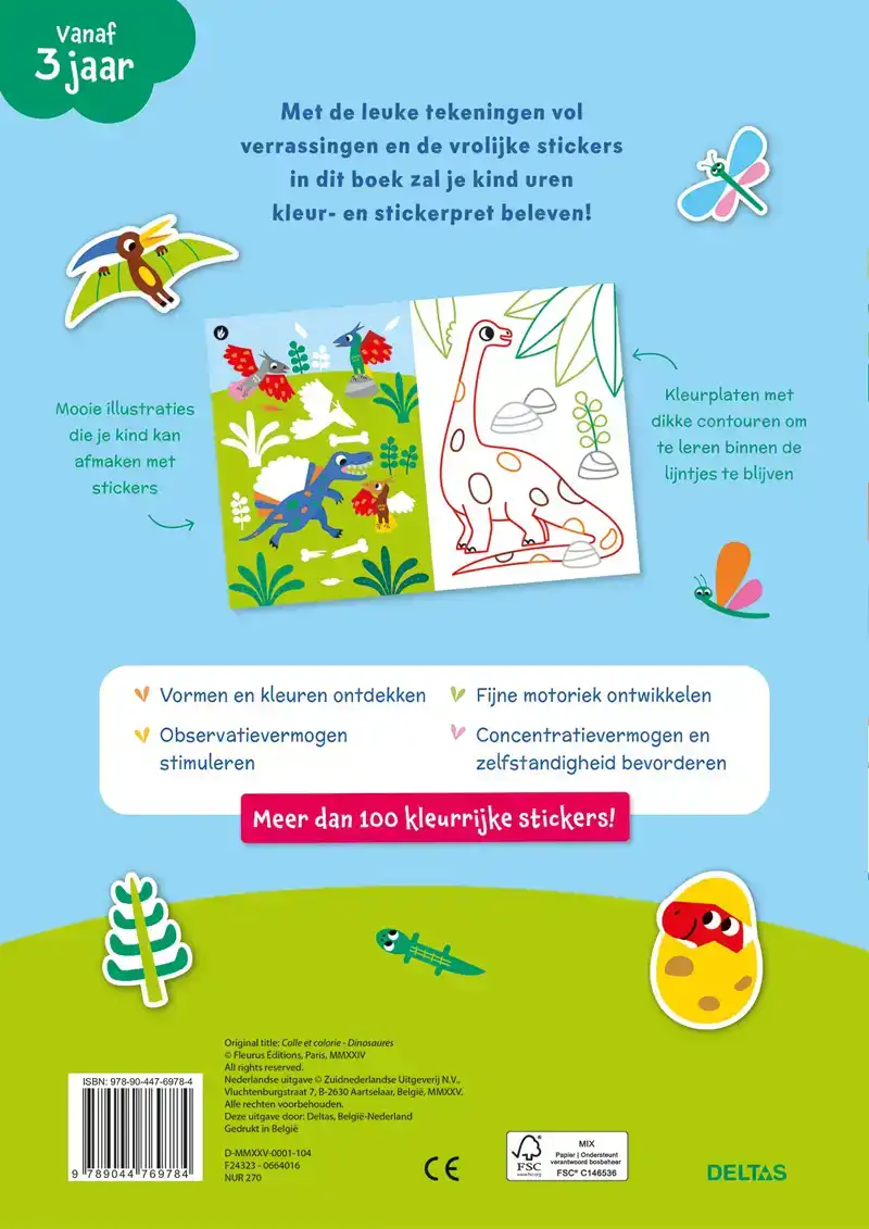 KLEUR- EN STICKERPRET LIEVE DINO'S