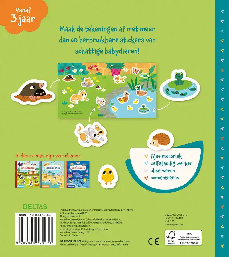 MIJN EERSTE STICKERBOEK KLEINE HANDJES - BABYDIEREN