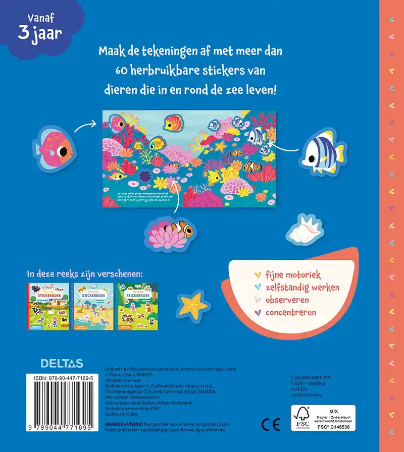 MIJN EERSTE STICKERBOEK KLEINE HANDJES - DIEREN VAN DE ZEE