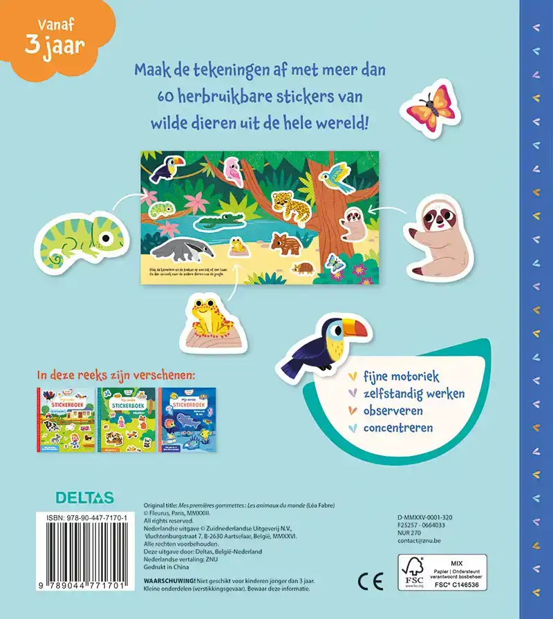 MIJN EERSTE STICKERBOEK KLEINE HANDJES - DIEREN VAN DE WEREL