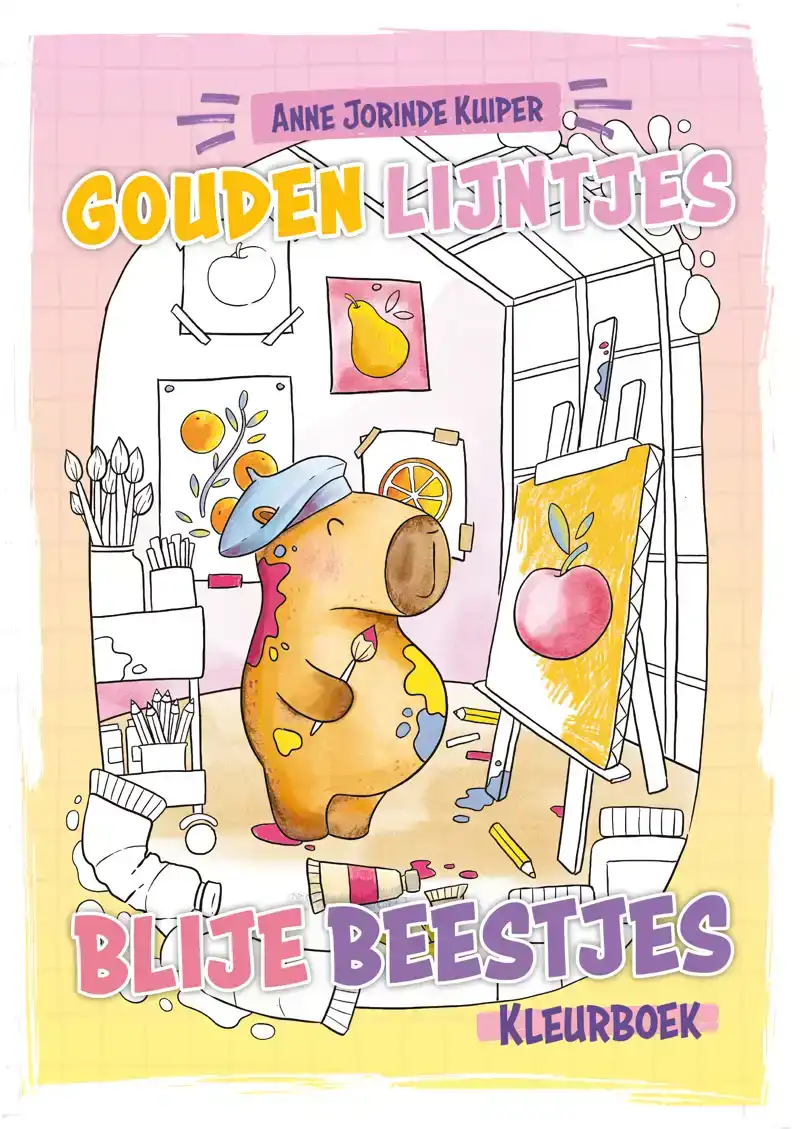GOUDEN LIJNTJES BLIJE BEESTJES KLEURBOEK