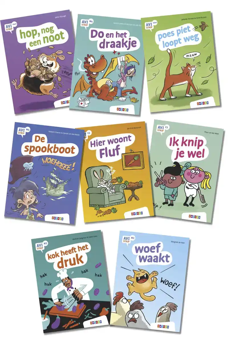 PAKKET 2 AVI STRIPS GROEP 3 EN 4 (8 TITELS)