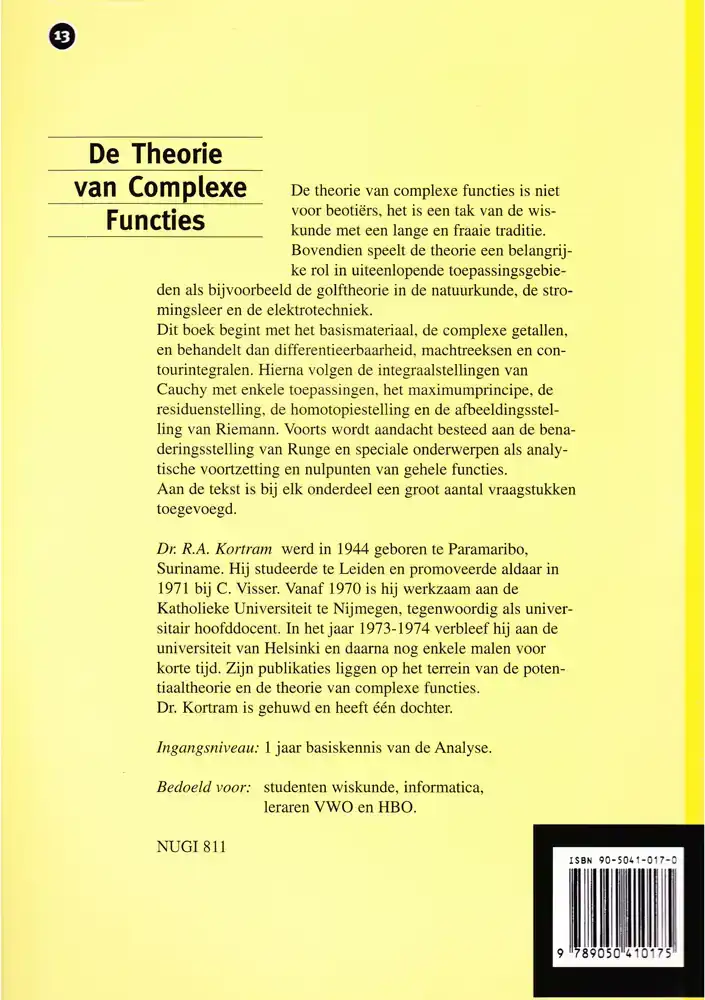 DE THEORIE VAN COMPLEXE FUNCTIES