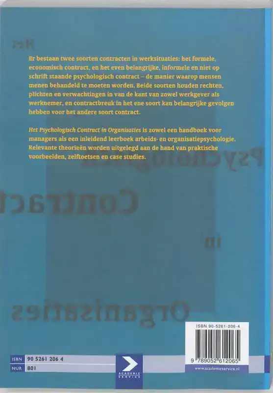 HET PSYCHOLOGISCH CONTRACT IN ORGANISATIES