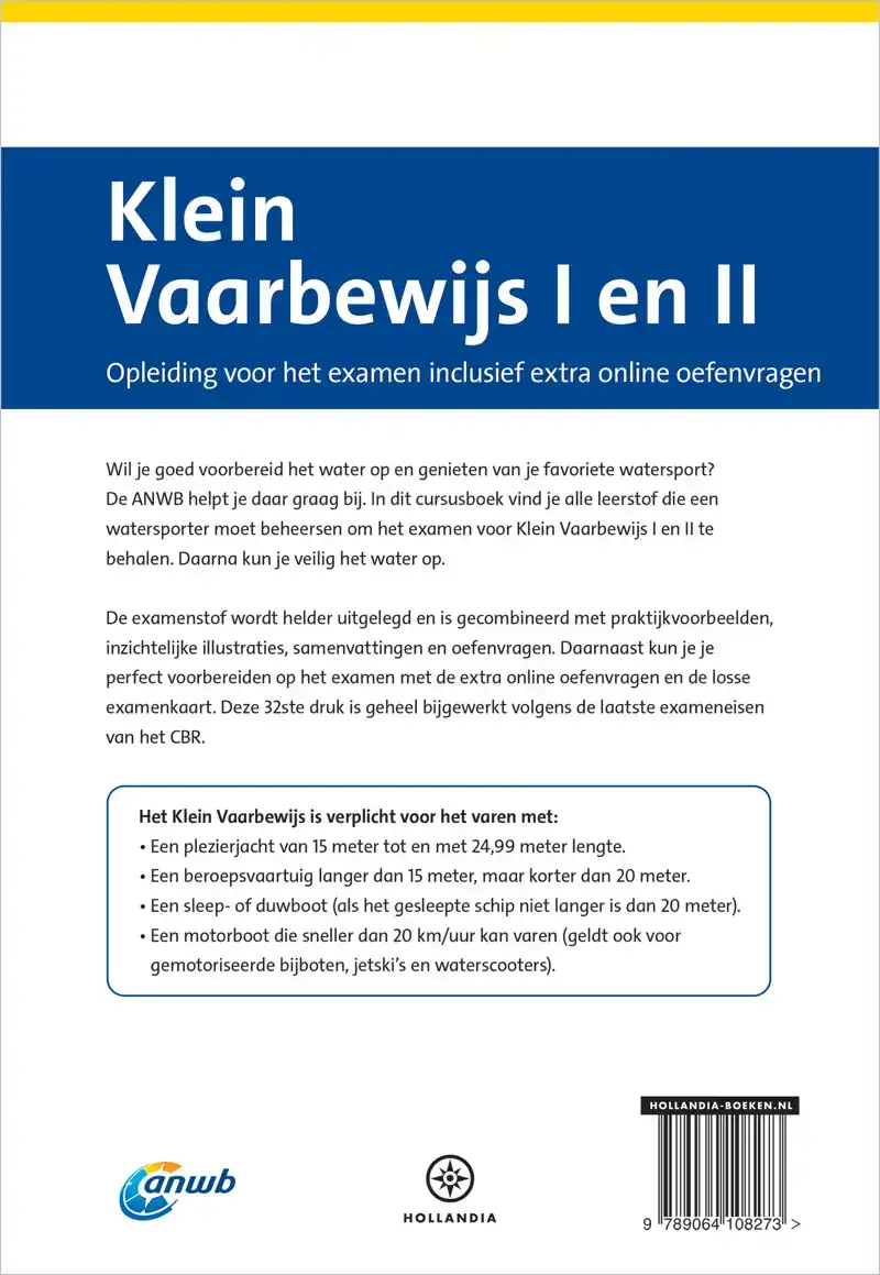 ANWB CURSUSBOEK KLEIN VAARBEWIJS I EN II INCLUSIEF ONLINE EX