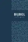 BIJBEL (HSV) MET PSALMEN - BLAUW LEER MET ZILVERSNEE EN DUIM
