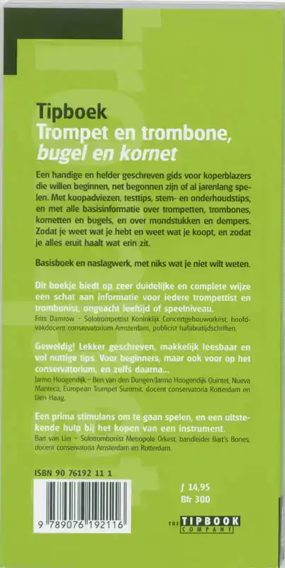 TIPBOEK TROMPET EN TROMBONE, BUGEL EN KORNET