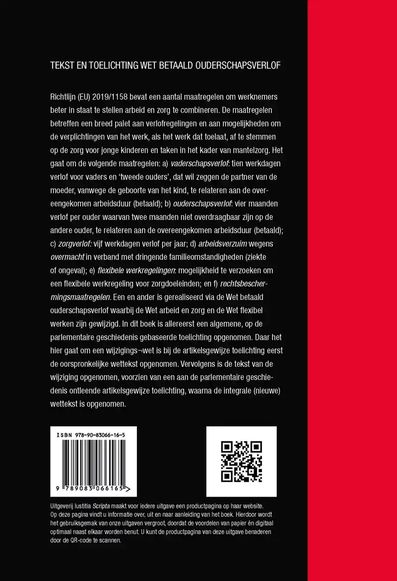 TEKST EN TOELICHTING WET BETAALD OUDERSCHAPSVERLOF