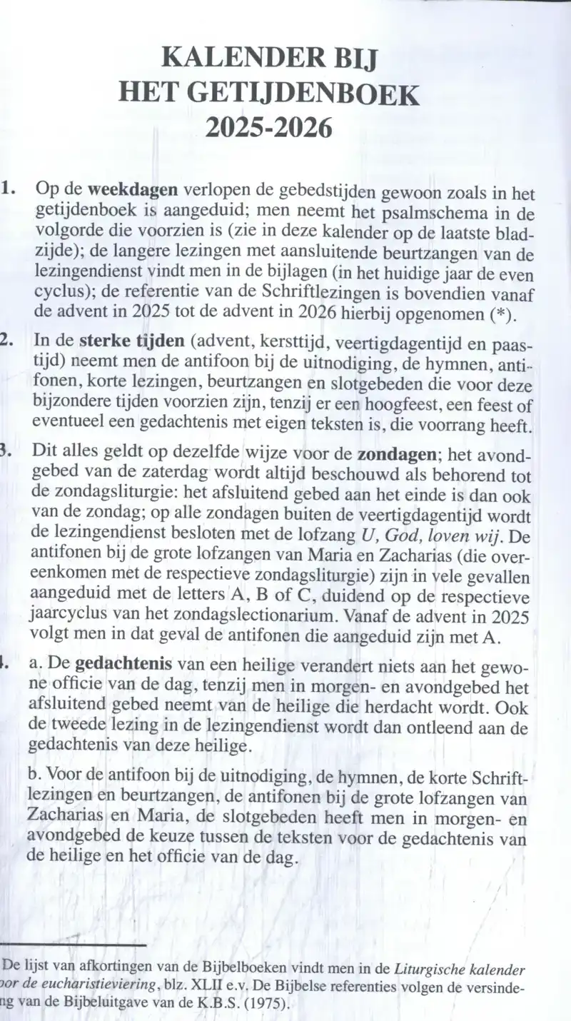 KALENDER BIJ HET GETIJDENBOEK