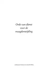 ORDE VAN DIENST VOOR DE MAAGDENWIJDING