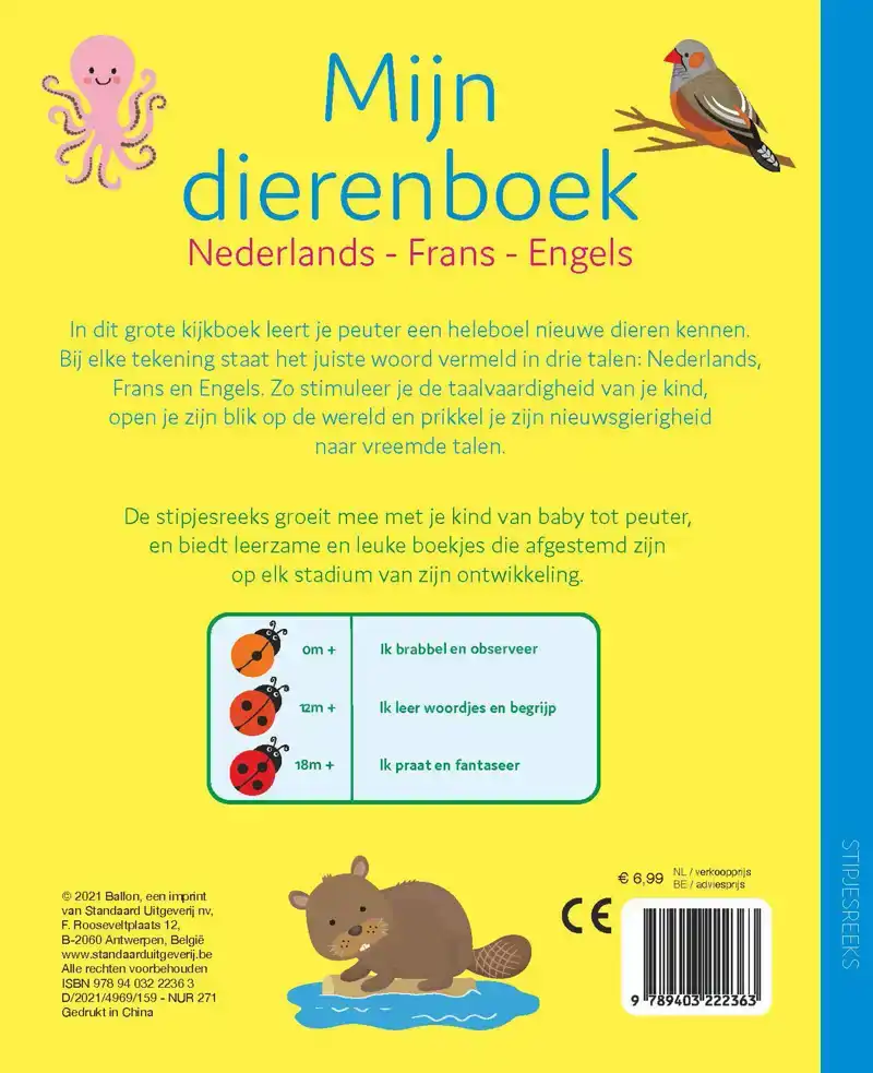 MIJN DIERENBOEK - NEDERLANDS, FRANS, ENGELS