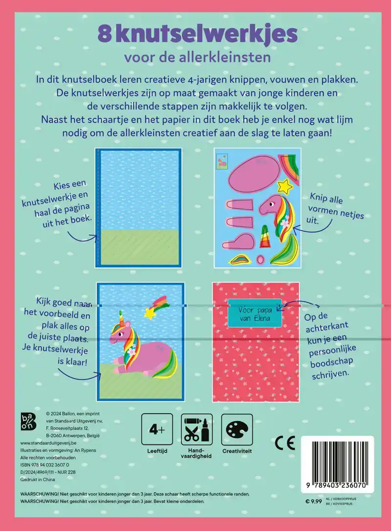 KNUTSELBOEK MET SCHAARTJE: EENHOORNS