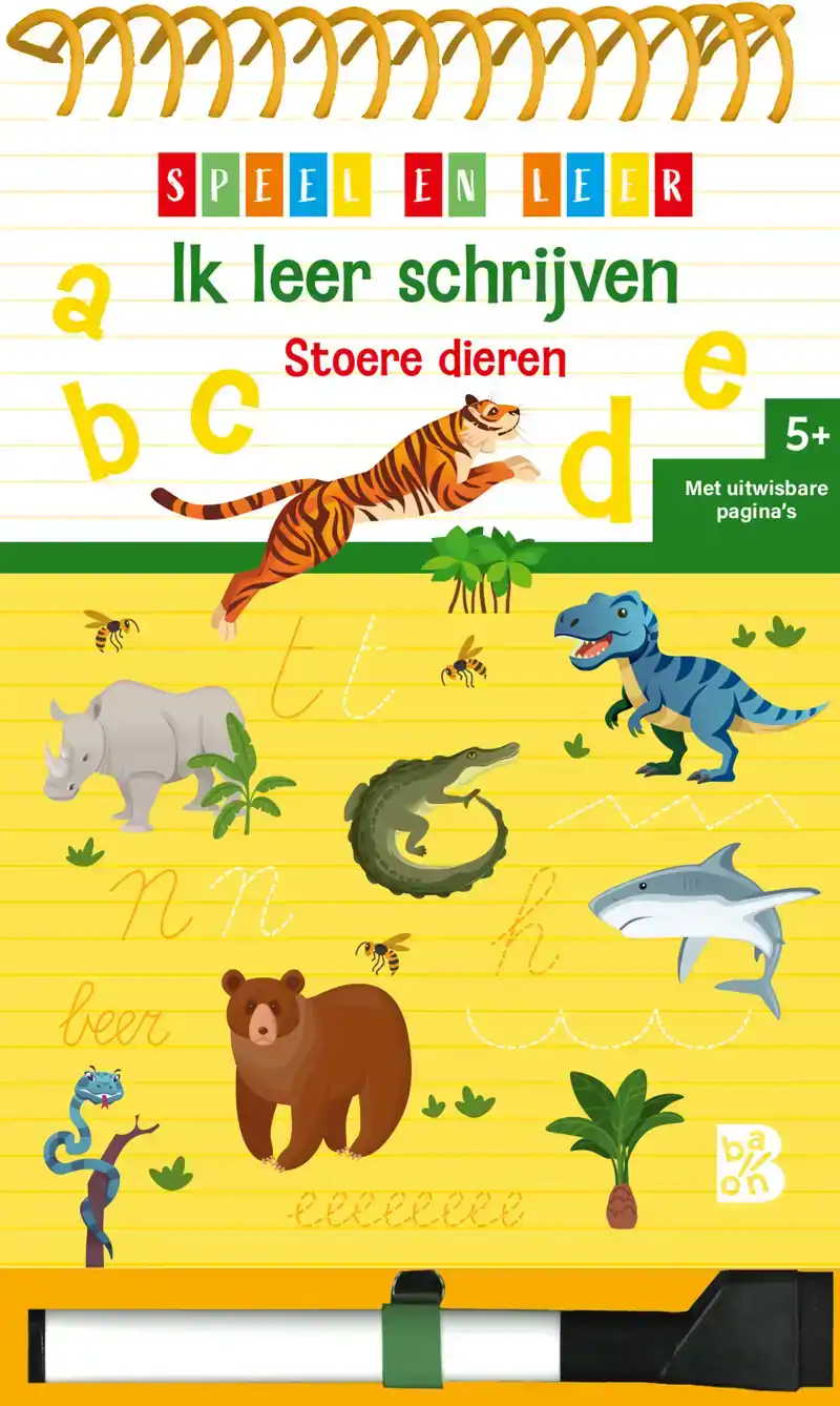 BLOK MET SPIRAAL EN VILTSTIFT: IK LEER SCHRIJVEN STOERE DIER