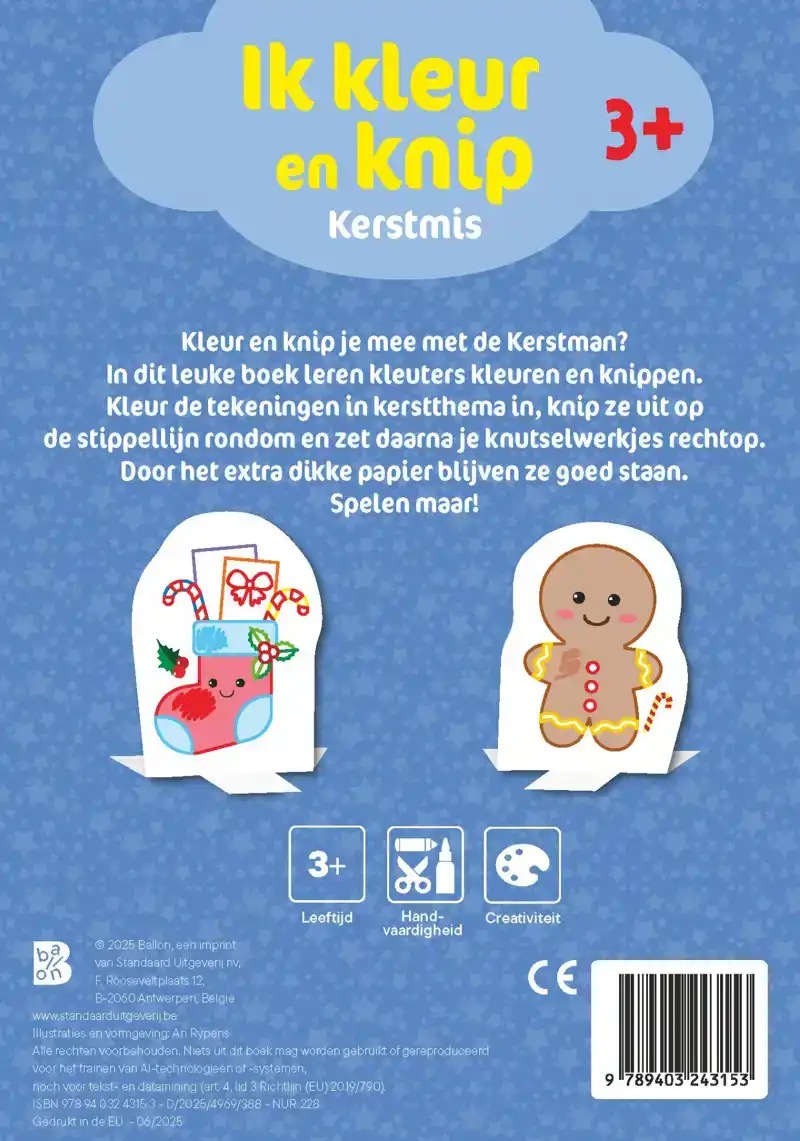IK KLEUR EN KNIP: KERSTMIS