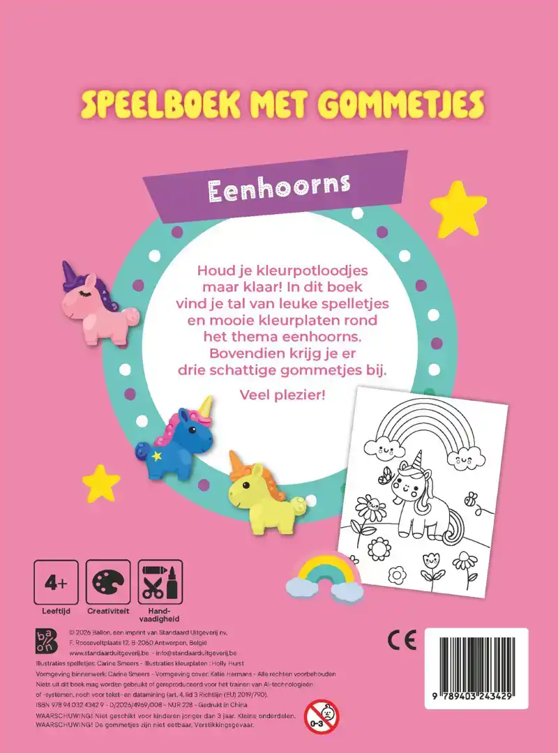 SPEELBOEK MET GOMMETJES: EENHOORNS