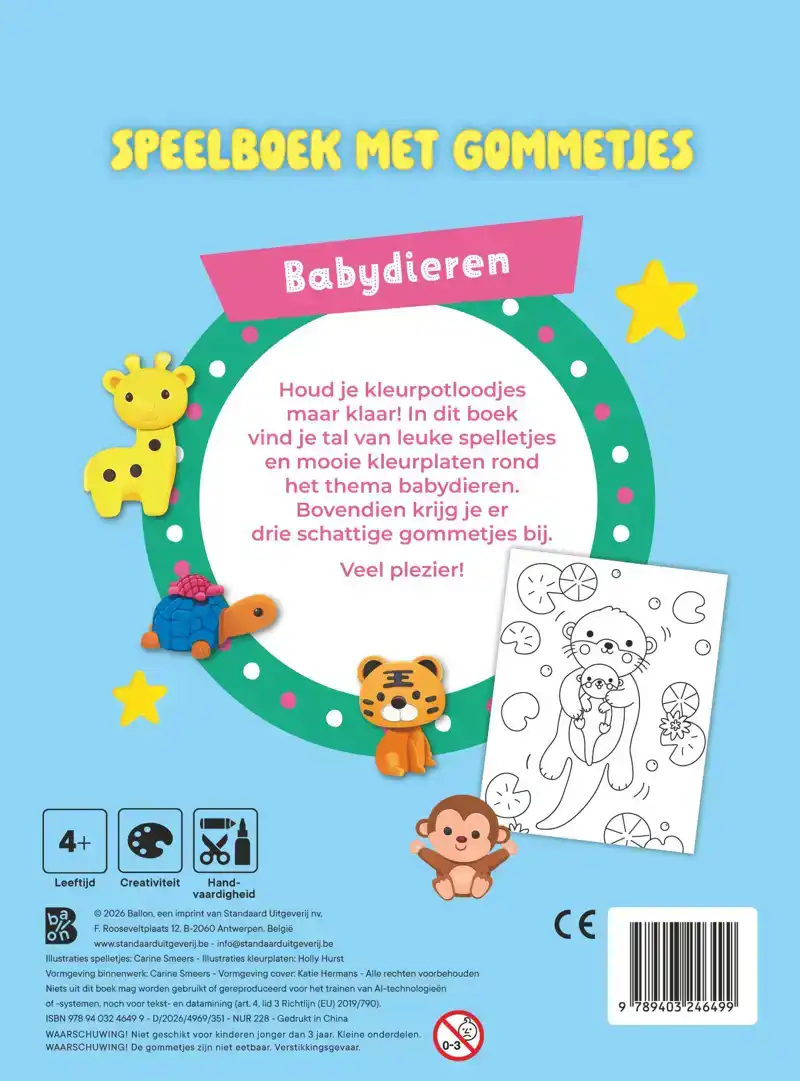 SPEELBOEK MET GOMMETJES: BABYDIEREN