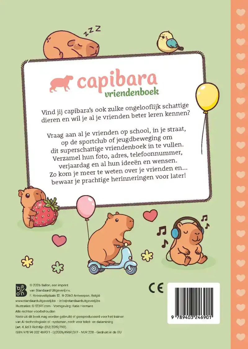CUTE & COSY CAPIBARA VRIENDENBOEK