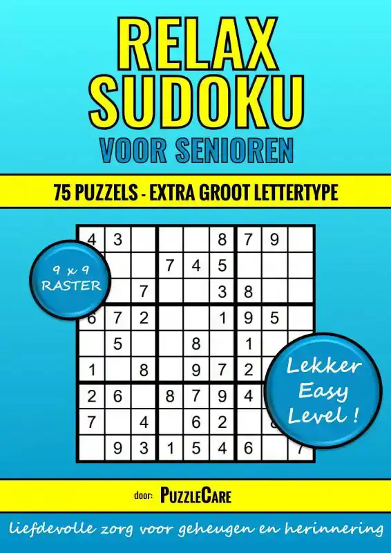 SUDOKU RELAX VOOR SENIOREN 9X9 RASTER - 75 PUZZELS EXTRA GRO