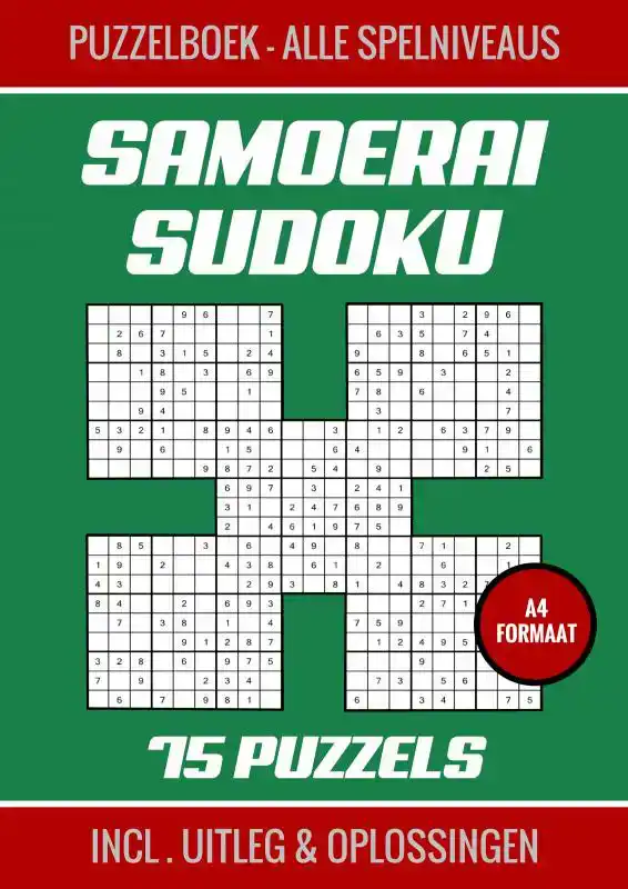 SAMOERAI SUDOKU - PUZZELBOEK MET 75 PUZZELS - ALLE SPELNIVEA
