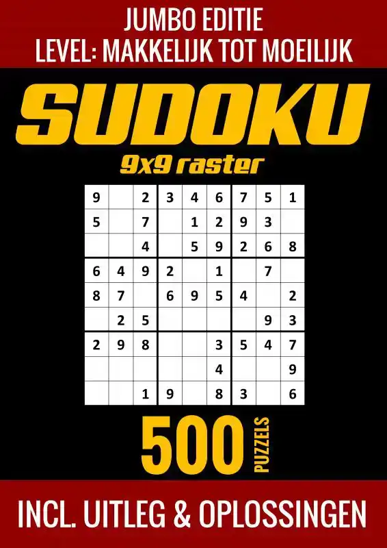 SUDOKU MAKKELIJK TOT MOEILIJK - JUMBO EDITIE - 500 PUZZELS -