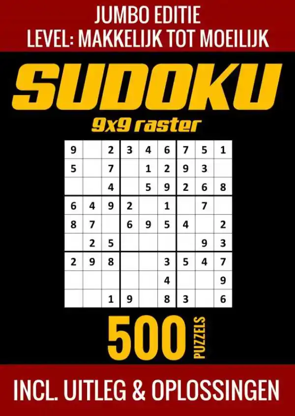 SUDOKU MAKKELIJK TOT MOEILIJK - JUMBO EDITIE - 500 PUZZELS -