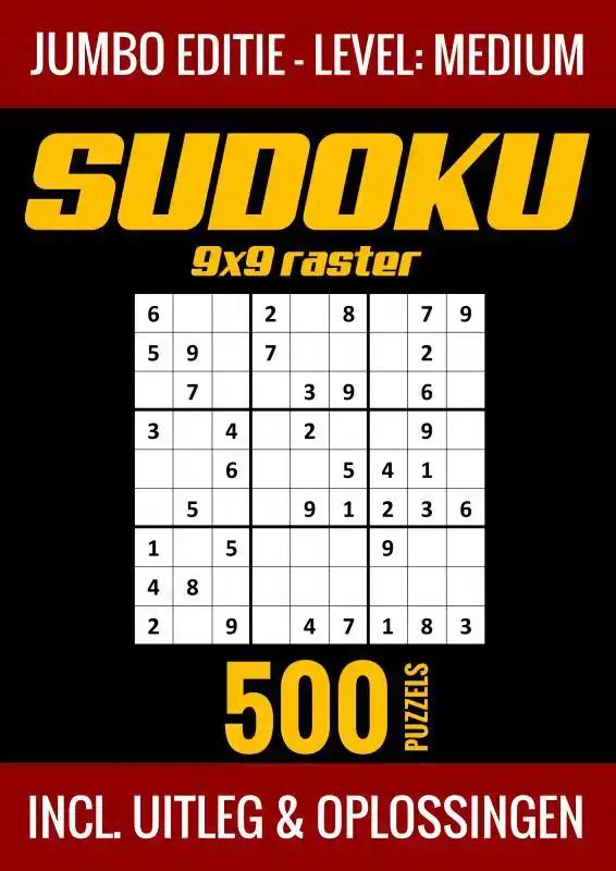 SUDOKU MEDIUM - JUMBO EDITIE - 500 PUZZELS - INCL. UITLEG EN