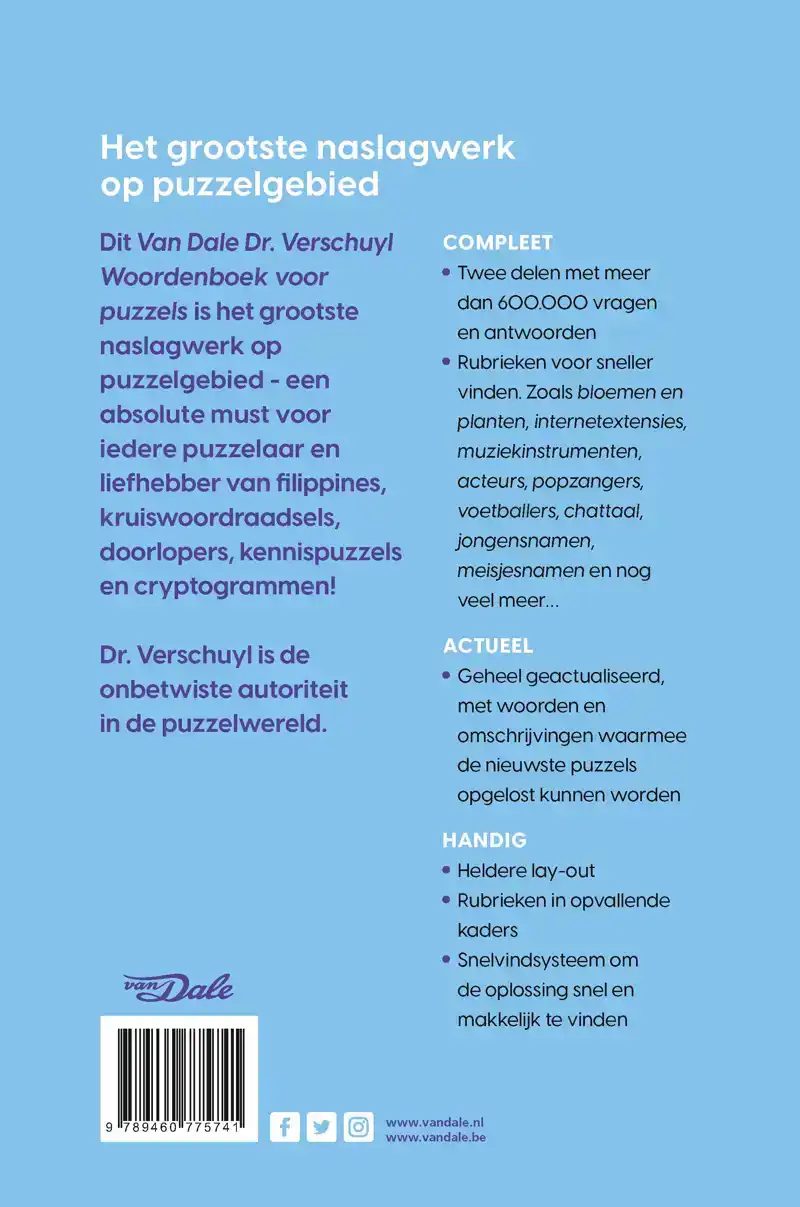 VAN DALE WOORDENBOEK VOOR PUZZELS - EXTRA GROOT