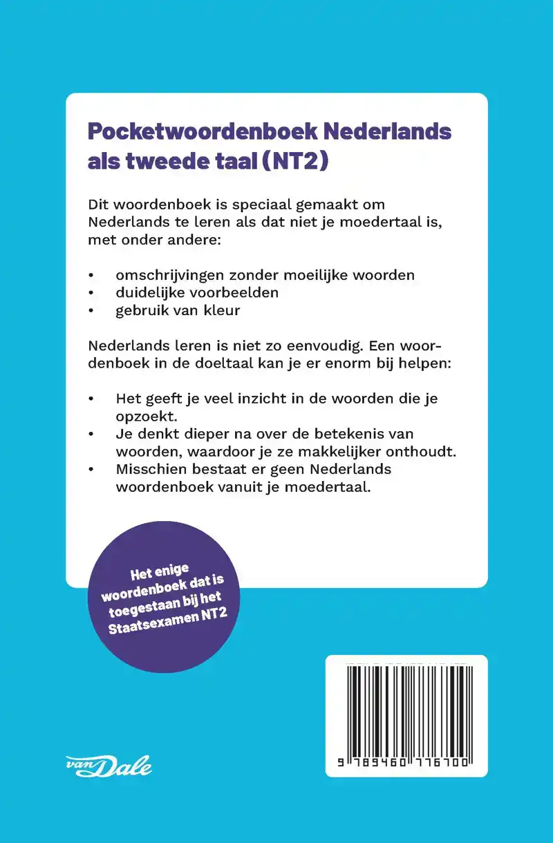 VAN DALE POCKETWOORDENBOEK NEDERLANDS ALS TWEEDE TAAL (NT2)