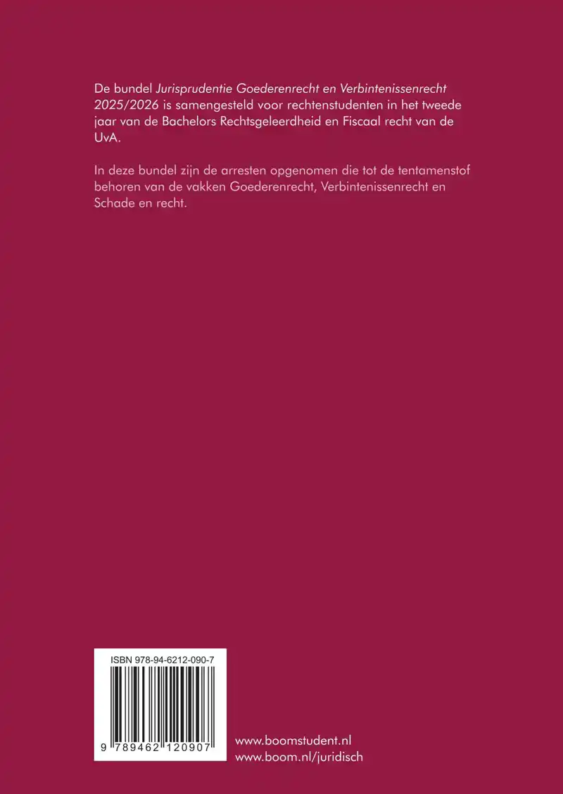 JURISPRUDENTIE GOEDERENRECHT EN VERBINTENISSENRECHT