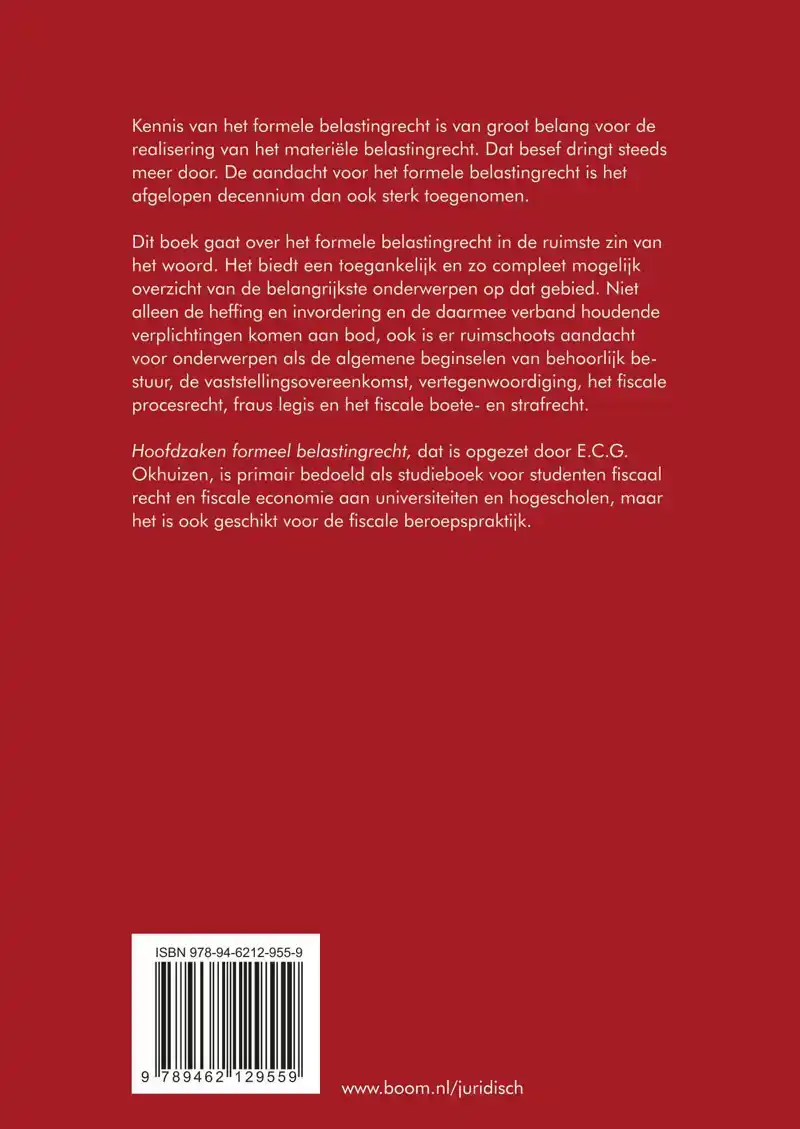 HOOFDZAKEN FORMEEL BELASTINGRECHT