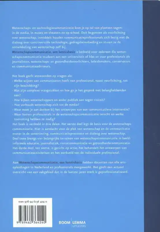 WETENSCHAPSCOMMUNICATIE, EEN KENNISBASIS