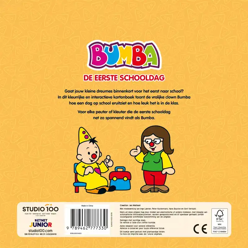 BUMBA : KARTONBOEK MET FLAPJES - DE EERSTE SCHOOLDAG