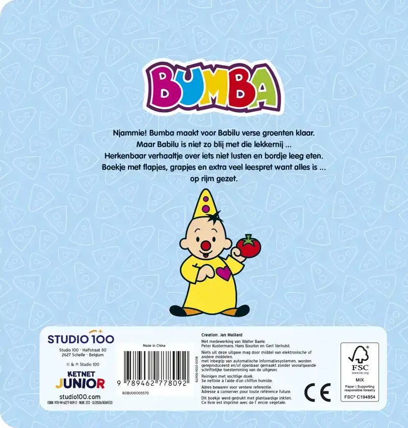 BUMBA : KARTONBOEK MET FLAPJES- OP, OP, IK EET MIJN GROENTEN