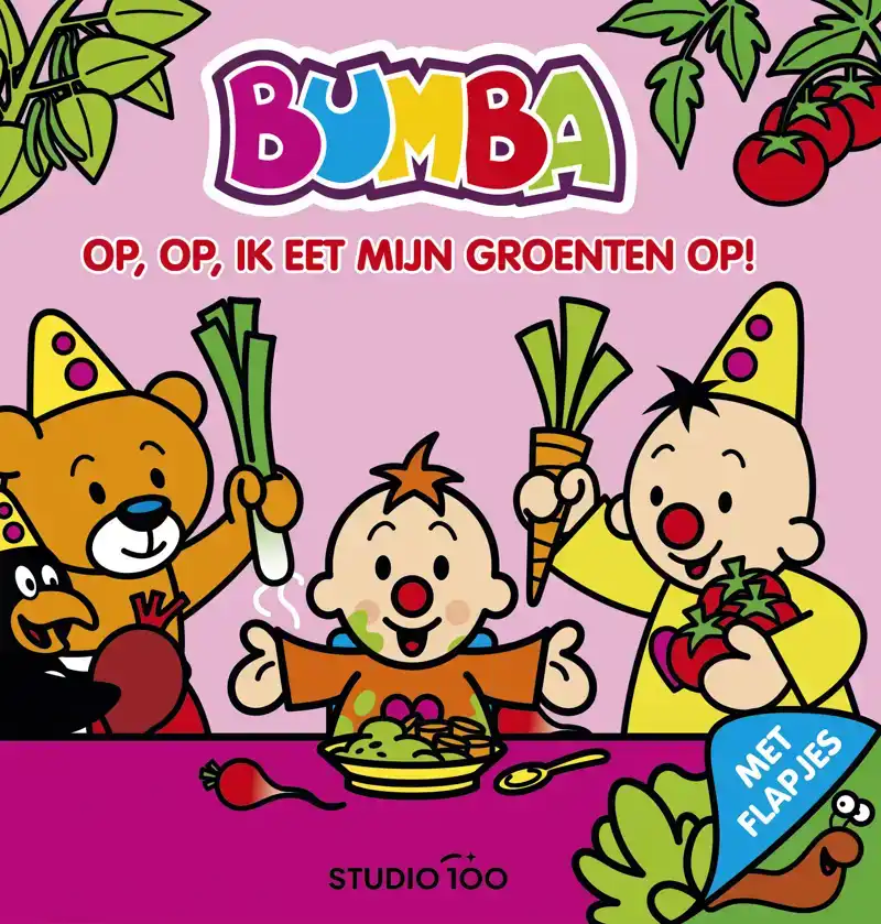 BUMBA : KARTONBOEK MET FLAPJES- OP, OP, IK EET MIJN GROENTEN