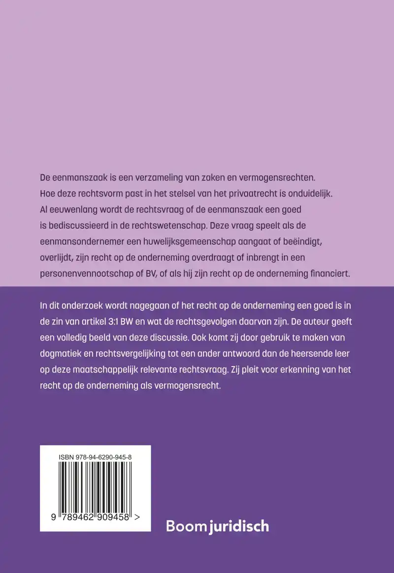 DE PLAATS VAN DE EENMANSZAAK IN HET STELSEL VAN HET PRIVAATR
