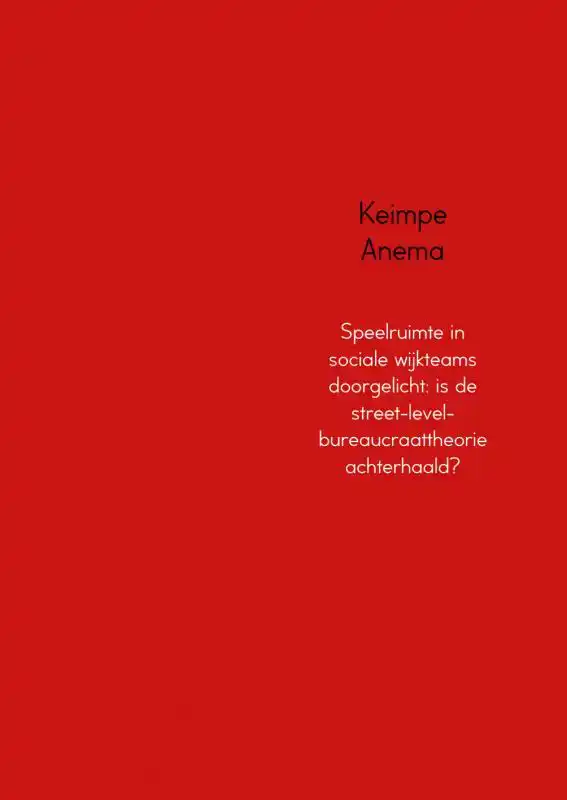 SPEELRUIMTE IN SOCIALE WIJKTEAMS DOORGELICHT: IS DE STREET-L