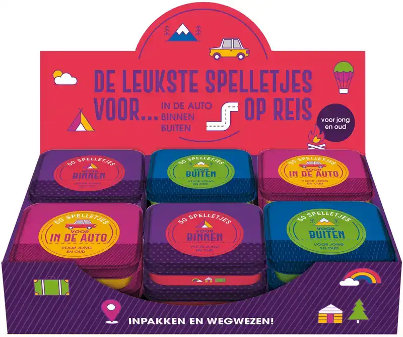 DISPLAY 50 SPELLETJES VOOR OP REIS - 3 X 4 EX.