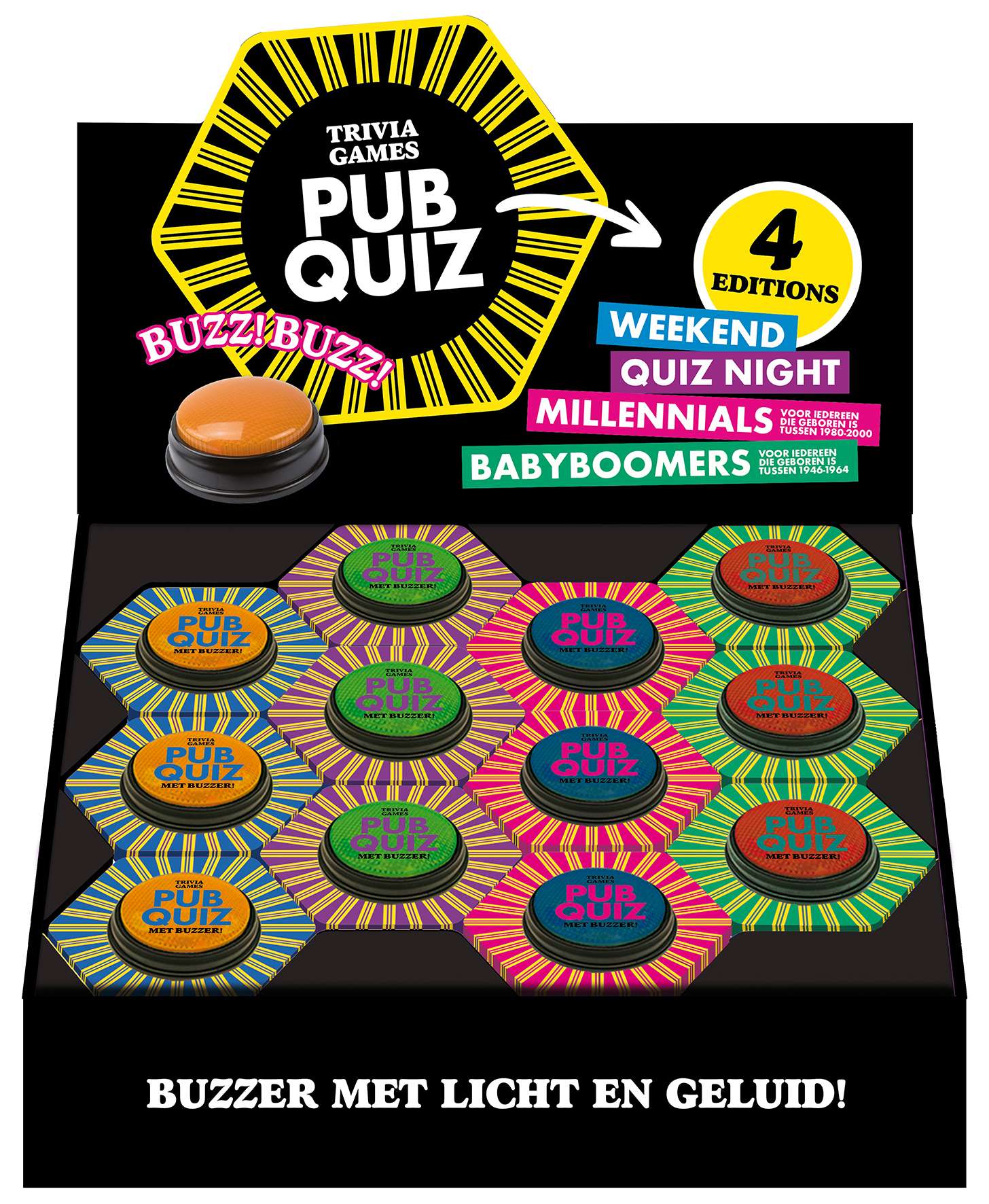 DISPLAY PUBQUIZ MET BUZZER 4 X 3 EX.