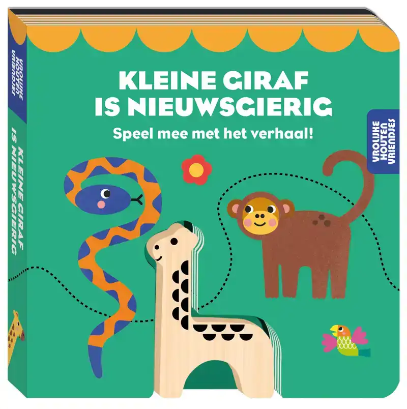 VROLIJKE HOUTEN VRIENDJE - KLEINE GIRAF IS NIEUWSGIERIG