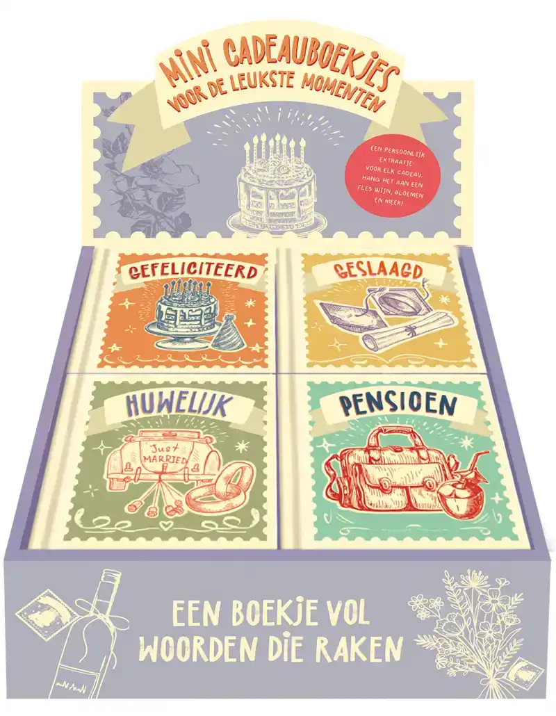 DISPLAY MINI CADEAUBOEKJES 4 X 6 EX.