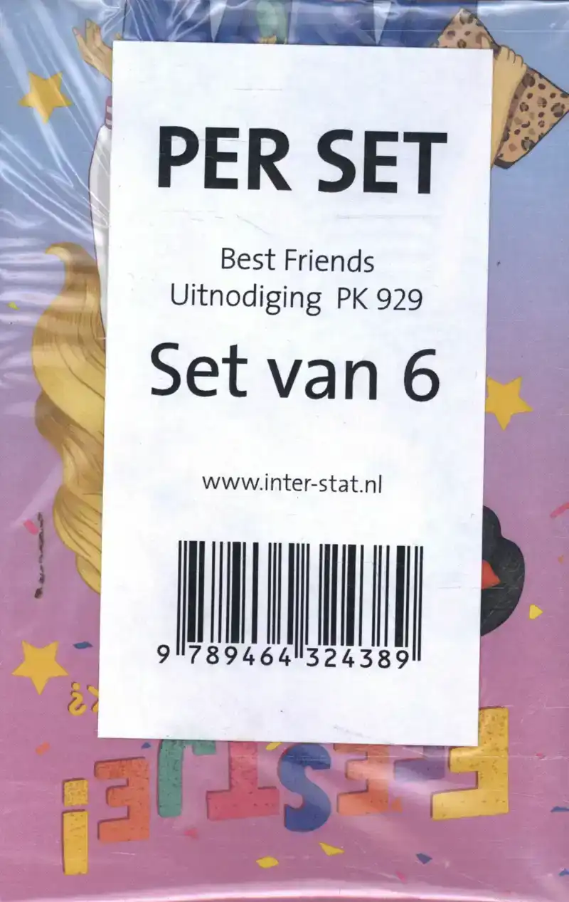 BEST FRIENDS UITNODIGING PK 929 / SET VAN 6