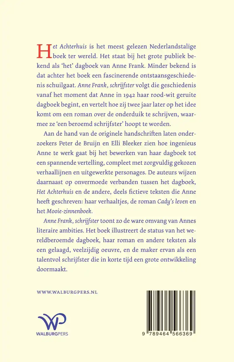 ANNE FRANK, SCHRIJFSTER