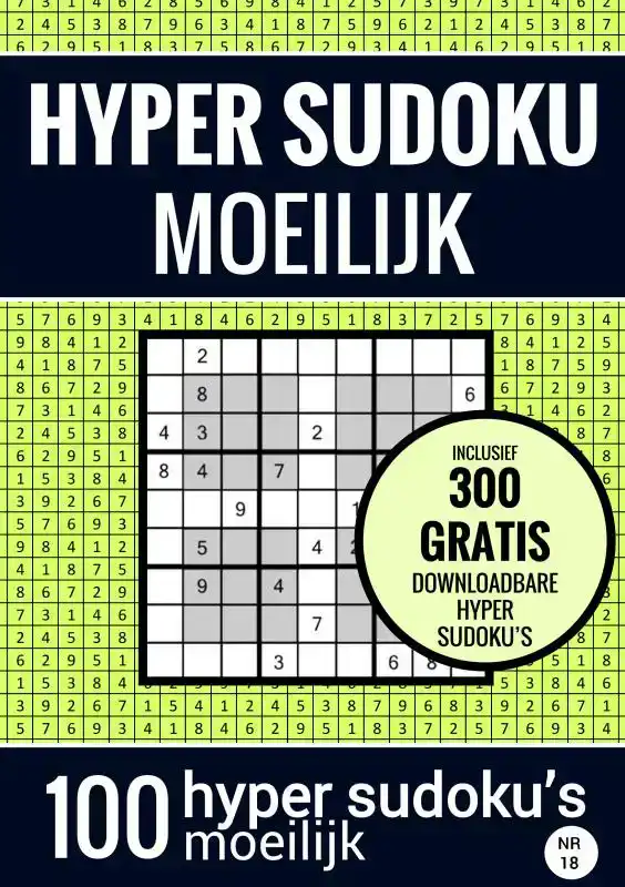 SUDOKU MOEILIJK: HYPER SUDOKU - NR. 18 - PUZZELBOEK MET 100