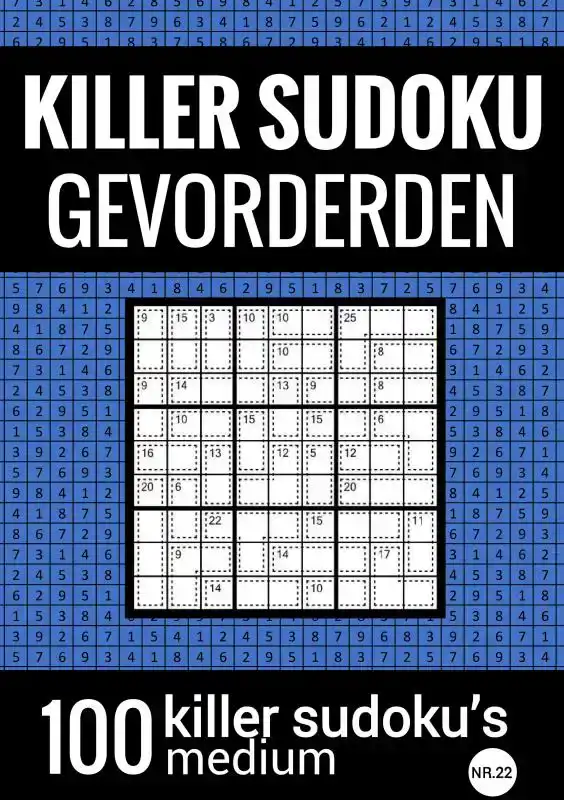 KILLER SUDOKU - MEDIUM - NR.22 - PUZZELBOEK MET 100 PUZZELS