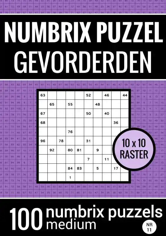 PUZZELBOEK MET 100 NUMBRIX PUZZELS VOOR GEVORDERDEN - NR.11