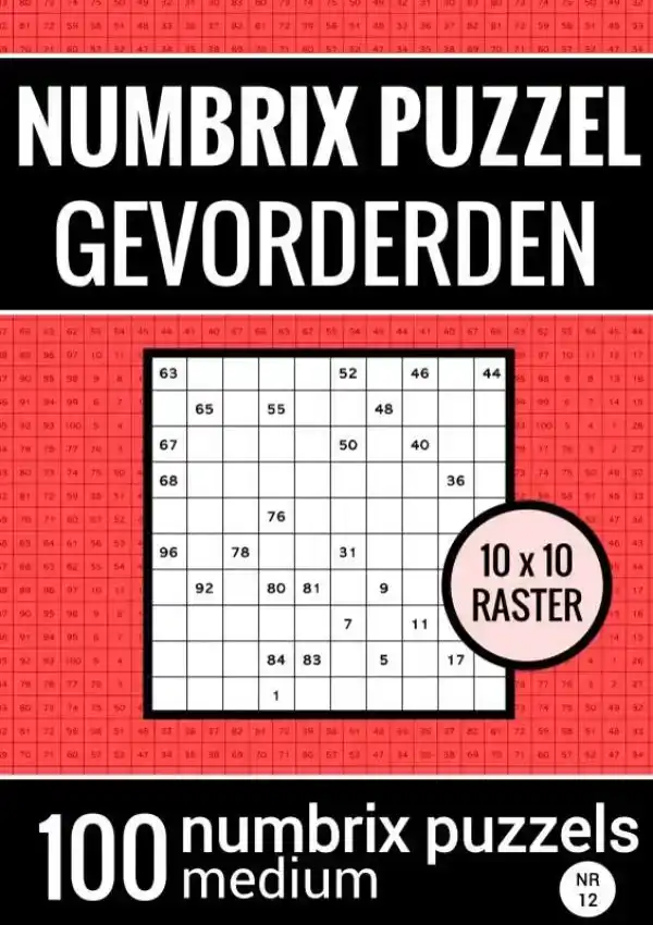 NUMBRIX PUZZEL MEDIUM VOOR GEVORDERDEN - PUZZELBOEK MET 100