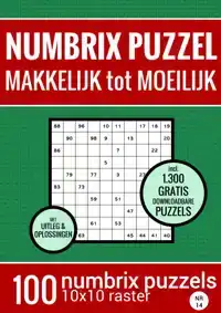 KERSTCADEAU: PUZZELBOEK MET 100 NUMBRIX PUZZELS - MAKKELIJK