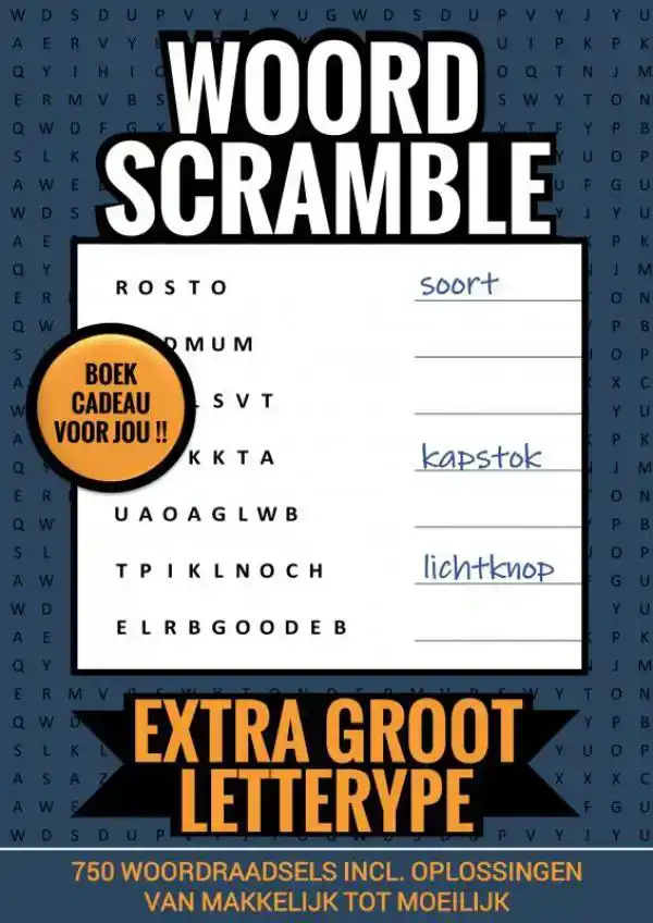 BOEKCADEAU VOOR JOU! - WOORD SCRAMBLE - EXTRA GROOT LETTERTY